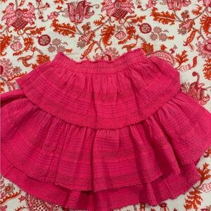 LoveShackFancy Fuchsia A-Line Skirt